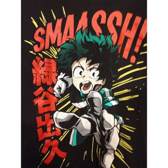 Unisex. My Hero Academia. Action Shot. Smaassh. Black. Graphic T-shirt. Size X L - Picture 1 of 5
